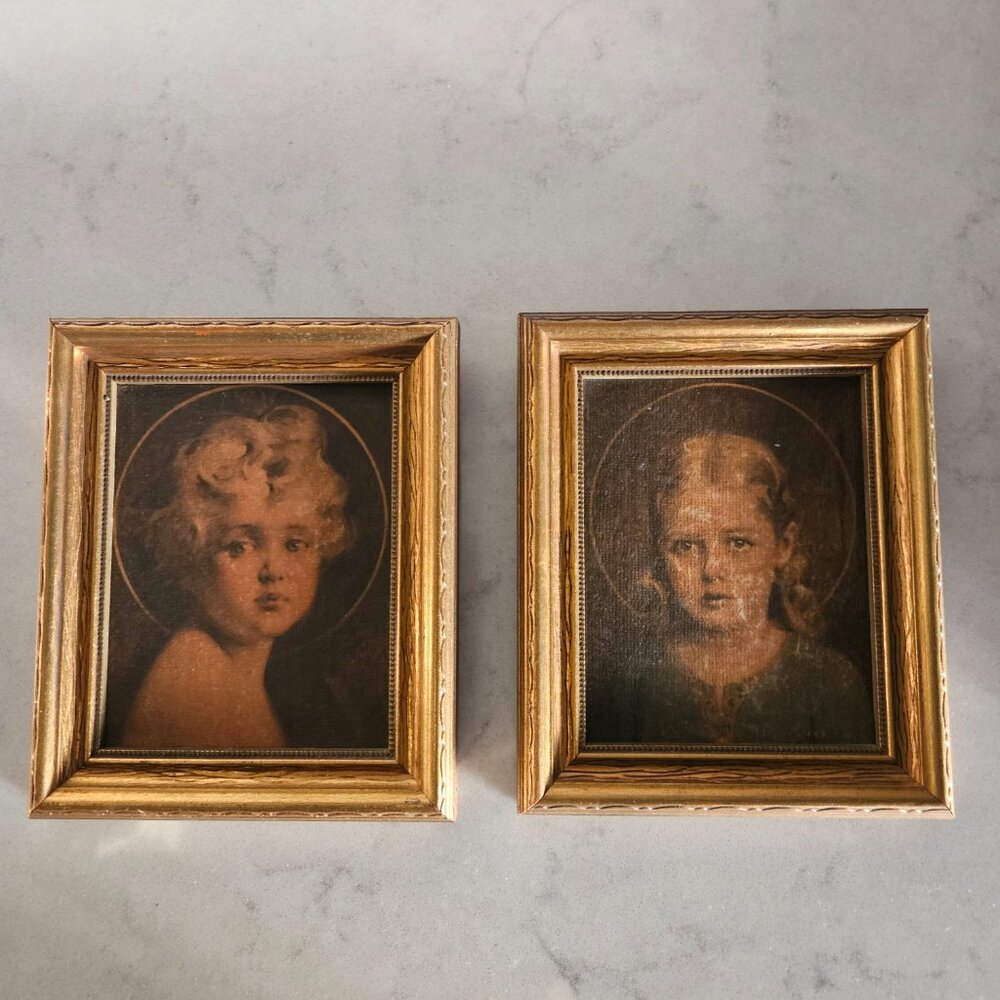 RARE PAIR OF MARY MOST HOLY & LIGHT OF THE WORLD ARTWORKS BY C BOSSERON CHAMBERS